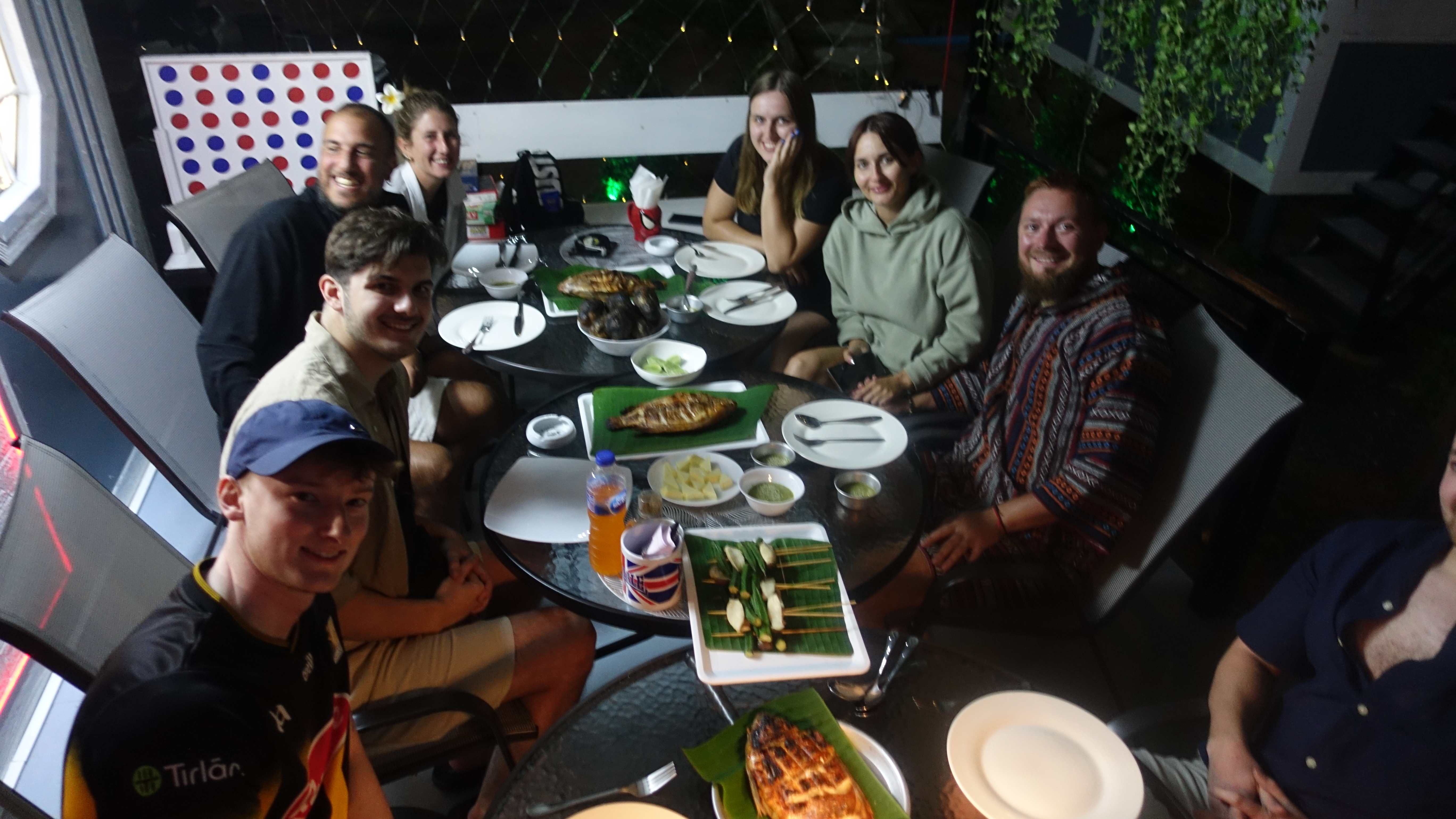 Large group enjoying dinner together