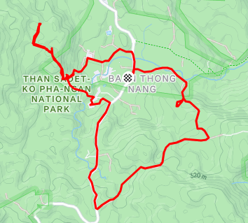 Local hiking trail map showing routes through Than Sadet National Park