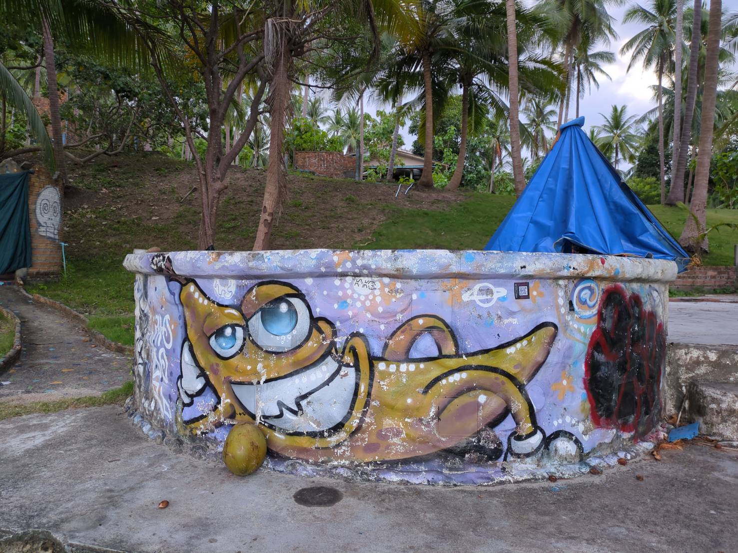 Colorful graffiti art at the beach