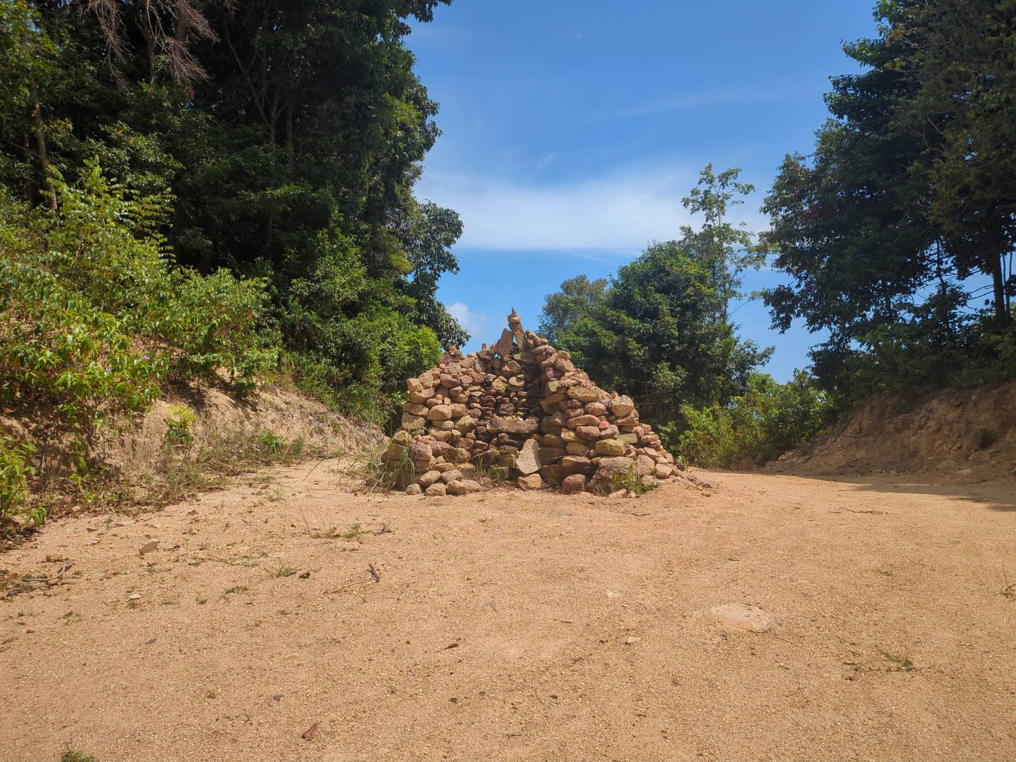 Stone cairn landmark